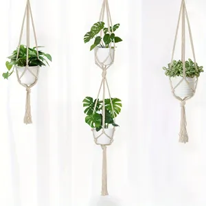 Colgador de plantas de macramé hecho a mano cesta colgante para macetas y bonita decoración.
