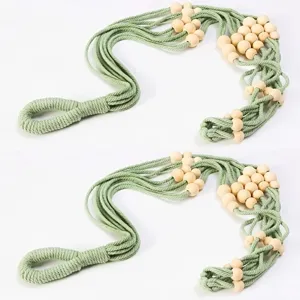 Soporte para Plantas Colgante de Cuerda de Algodón Verde Macramé Hecho a Mano
