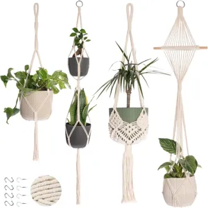 Boheemse Handgemaakte Katoenen Touw Plantenhanger Binnen Balkon Hangmand Net Pot Houder Huis Tuin Decor