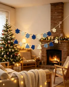 Ghirlanda natalizia all'uncinetto con fiocco di neve e guanto per decorazione festa