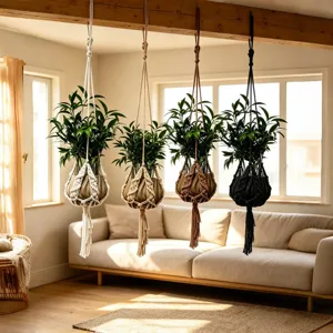Macrame plantenhanger katoenen touw hangende bloempot houder set van 4 stuks boho
