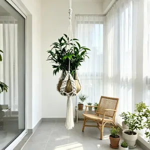 Macrame plantenhangers indoor hangmand katoenen touw pot houder met kwastje voor thuis