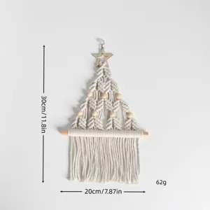 Handmade Macrame Christmas Tree Wall Hanging Cotton Woven Tapestry Home Bedroom Decor