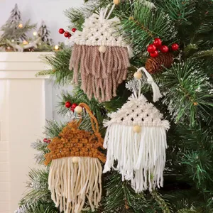 Adornos de árbol de Navidad de gnomo hechos a mano, colgante de Papá Noel para la decoración.