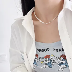 S925 Silber und Perle Spleißen Halskette, trendige halbe Perle Seilkette Schmuck für Damen.