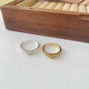 S925 Sterling Silber Zirkon Schleife Ring Minimalistisch Schick Zweifarbig Mode Schmuck