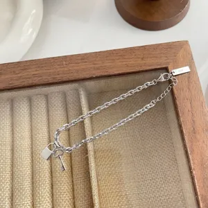 Zilveren ketting armband met slot en sleutel minimalistische sieraden voor dames