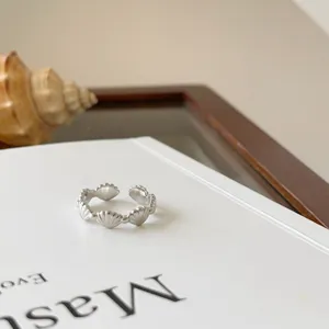 Minimalistischer S925 Sterling Silber Muschel Offener Ring Damen Vielseitiger Modeschmuck.