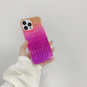 Stunning gradient wavy phone case designed with glossy finish for ultimate phone protection.