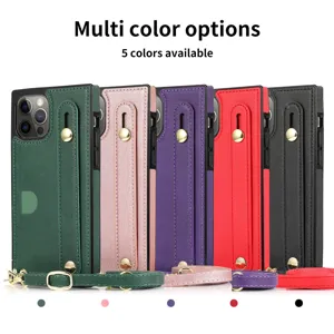 Leren telefoonhoesje met crossbody band en kaartsleuf in diverse mooie kleuren