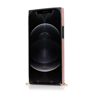 Leren telefoonhoesje met koordgat en kaartsleuf zak, stijlvolle beschermhoes voor mobiel.