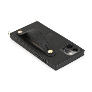 Leren telefoonhoesje met kaartsleuf en polsband, duurzame beschermhoes voor smartphone.