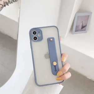 Detailed view of frosted translucent silicone phone case with strap and full camera coverage.