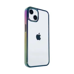 Transparant telefoonhoesje met regenboog bumper compatibel iPhone 13 Pro stijlvol.