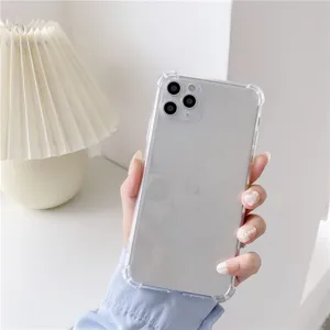 Transparent soft silicone phone case with shockproof corner bumpers for apple iphone.
