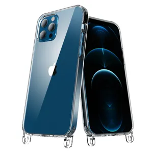 Transparant Schokbestendig TPU Telefoonhoesje Met Koordgat Anti Valbescherming Back Cover Voor iPhone 16 15 14 13 12 11 Pro Max