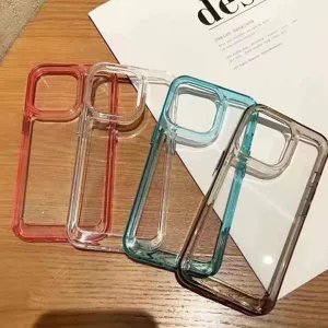 Coque de Téléphone Antichoc en TPU Acrylique Transparent Protection Arrière Bloc de Couleur Bicolore Pour iPhone