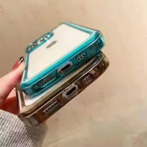 Coque de protection transparente bicolore en acrylique pour les nouveaux modeles iPhone.