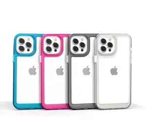 Coque de téléphone en acrylique transparent bicolore pour iPhone housse de protection