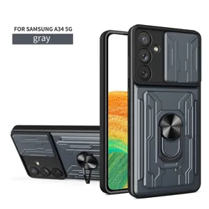 Funda protectora resistente con anillo soporte y cubierta de cámara para Samsung A34 5G