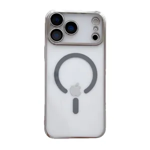 Cover protettiva trasparente magnetica con anello di ricarica wireless e protezione per iPhone.