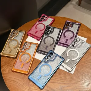 Coque magnétique scintillante électrodéposée Samsung S26 S25Ultra, antichoc luxueuse.