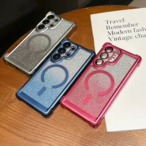 Détails de la coque de téléphone magnétique pailletée avec coins électrolytiques Samsung.