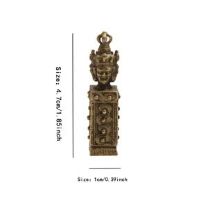Tibetan Three-Face Vajra Seal Pendant Vintage Alloy DIY Ethnic Jewelry Accessory 4.7cm