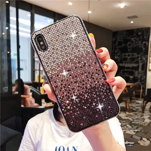 Gradient rhinestone phone case with sparkling full coverage diamonds for smartphone protection