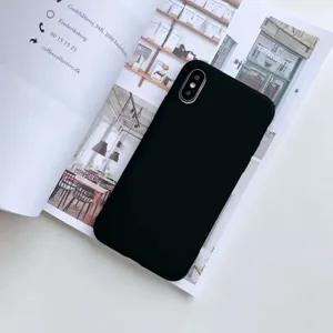 Matte black liquid silicone phone case detail, soft microfiber lining and drop protection.