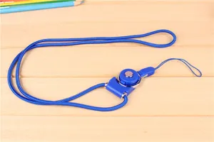 Laniere de cordon de telephone portable a anneau rotatif amovible bleu vif