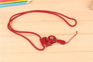 Cordon de téléphone portable rouge à boucle rotative détachable, sangle tressée résistante.