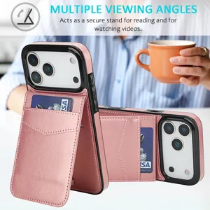 Kunstleer Flip Portemonnee Telefoonhoesje Met Kaartsleuven Standaard Schokbestendige Beschermhoes Compatibel Voor iPhone Serie