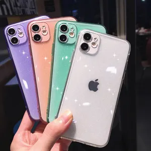 Glitter TPU phone case detail, candy color flexible soft cover with sparkling finish.