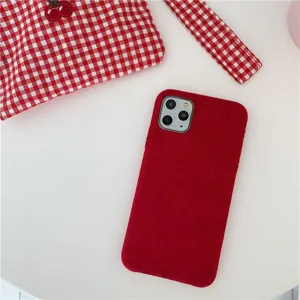 Custodia per cellulare in velluto felpato rosso morbida cover protettiva per iPhone elegante