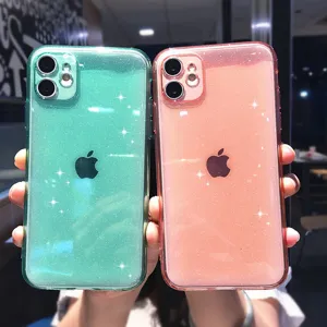 Glitter TPU phone case detail, candy color soft protective cover with camera protection.