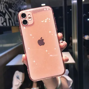 Glitter TPU phone case for iPhone, candy color full coverage protective back cover accessory.