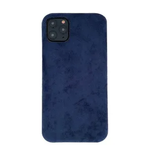 Custodia per telefono in camoscio blu scuro peluche invernale protezione vista dettagli