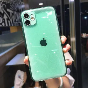 Candy green glitter TPU phone case precision hole full cover protective back case