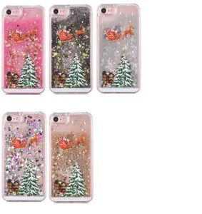 Christmas liquid glitter phone case with cute snow globe effect and festive designs for iPhone.