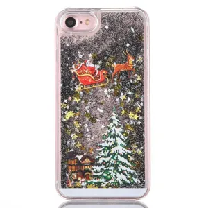 Christmas liquid glitter phone case sparkling snow mobile cover for iPhone festive style