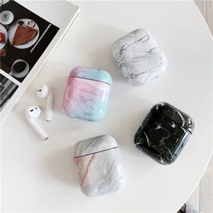 Marble texture protective case compatible with AirPods 2 wireless charging box and accessories