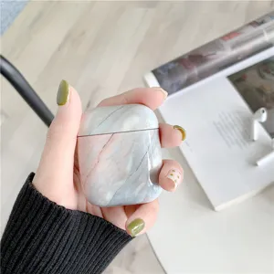 Marble texture protective case for AirPods 2, stylish wireless earphone cover and storage box.