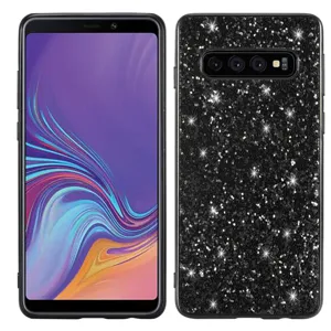 Black glitter hard phone case with electroplated bumper full protection for daily use.