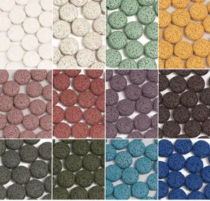 Round porous lava stone loose beads for DIY jewelry making, necklace and bracelet accessories.