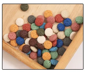 Colorful round lava stone beads spacer beads for DIY bracelets and necklaces making details