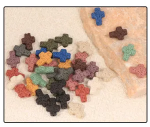 Colorful cross lava stone beads for DIY jewelry making bracelets necklaces crafts findings
