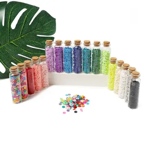 Perles en argile polymère colorées en bouteilles en verre, kit de matériel pour bracelet DIY.