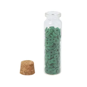 Bouteille en verre avec perles argile verte poterie douce fabrication bijoux loisirs