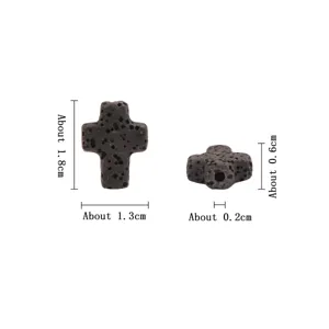 Cross lava stone beads DIY jewelry accessories bracelet necklace spacer beads black stone 1.8cm